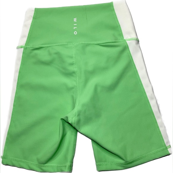 Activewear Shorts Rib Cross Waist Neon Apple Bike Yoga Shorts Gym - Picture 4 of 10